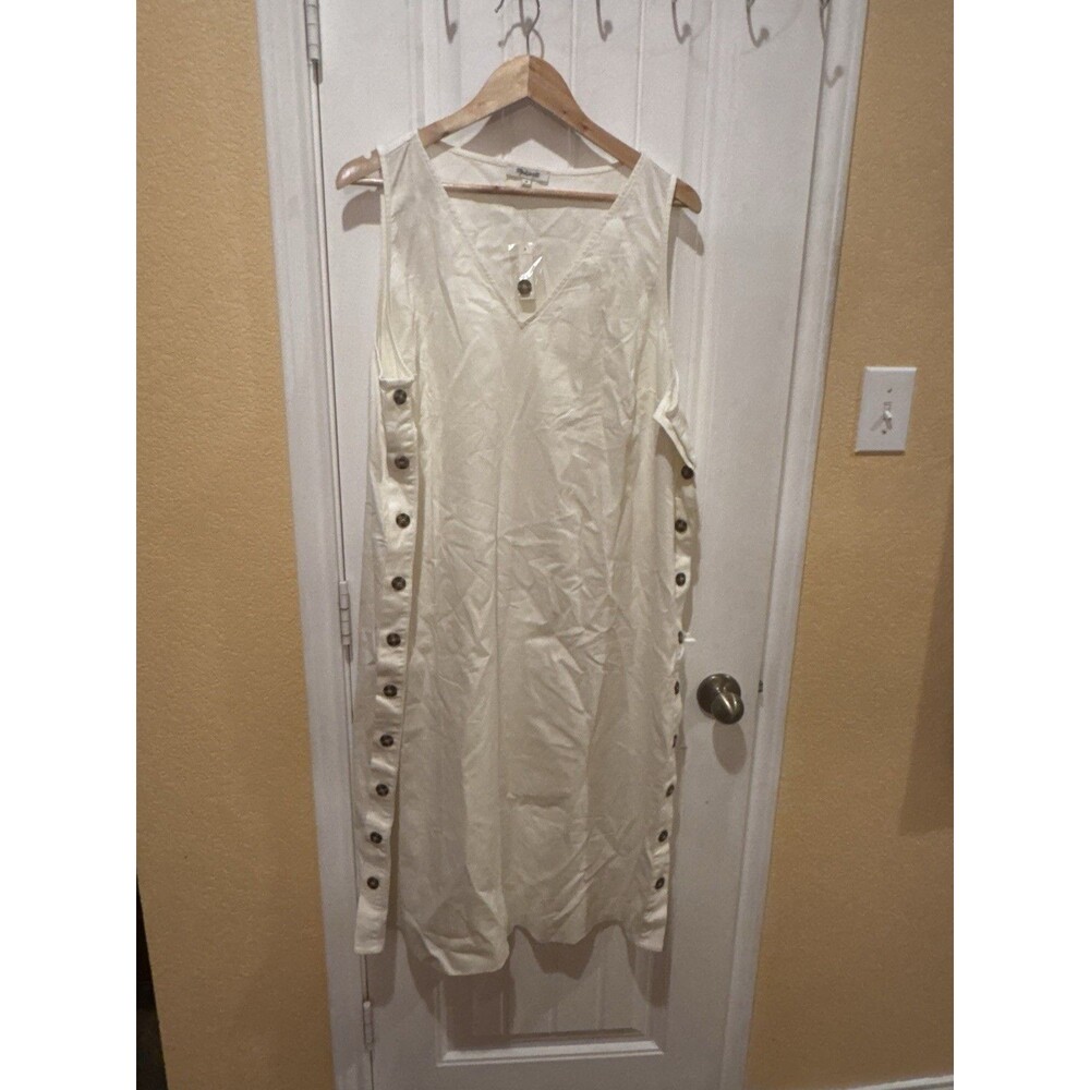 NWT Madewell Cream Cotton Boho Maxi Dress - Size 2X Side Button - Picture 4 of 14